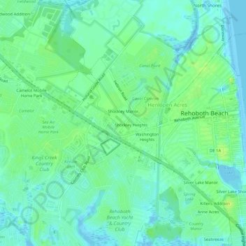 West Rehoboth地形图、海拔、地势