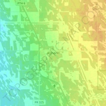 Ashern地形图、海拔、地势