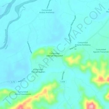 Comunidad Lorenzo Manquelaf地形图、海拔、地势