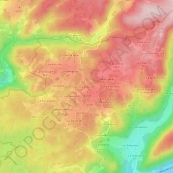 Le Grilloux地形图、海拔、地势