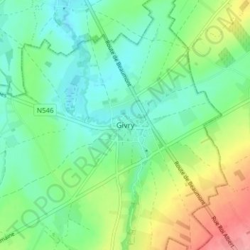 Givry地形图、海拔、地势