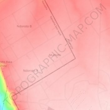 Muthithi地形图、海拔、地势