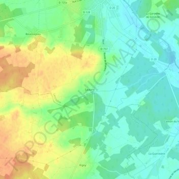Sautard地形图、海拔、地势