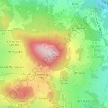 Suc d'Eyme地形图、海拔、地势