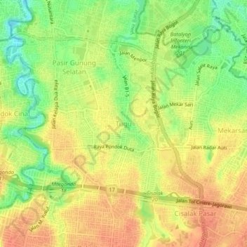 Tugu地形图、海拔、地势