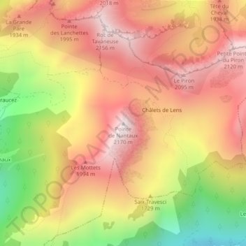 Pointe de Nantaux地形图、海拔、地势