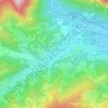 Edlach an der Rax地形图、海拔、地势