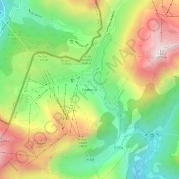Candanchú地形图、海拔、地势