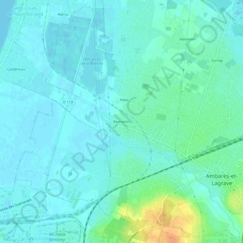 Bernatets地形图、海拔、地势