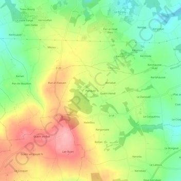 Penquer地形图、海拔、地势