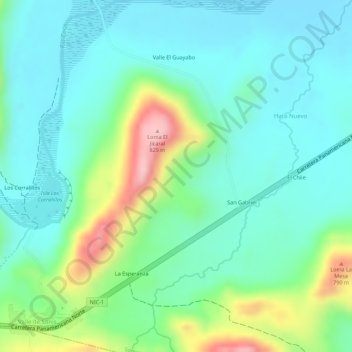 Los Aleros地形图、海拔、地势