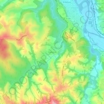 Etxehasia地形图、海拔、地势