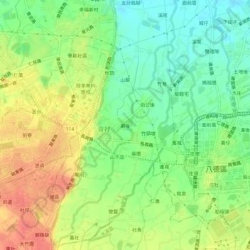廟後地形图、海拔、地势