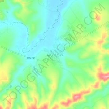 João Pinheiro地形图、海拔、地势