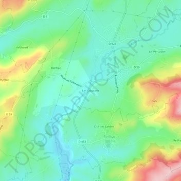 Les Sabatiers地形图、海拔、地势