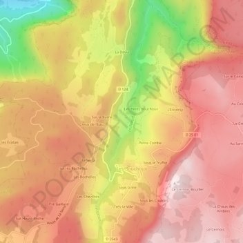La Burne地形图、海拔、地势