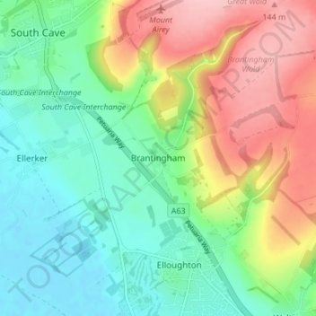 Brantingham地形图、海拔、地势