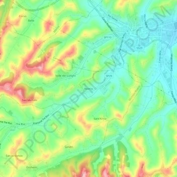 Rivetto地形图、海拔、地势