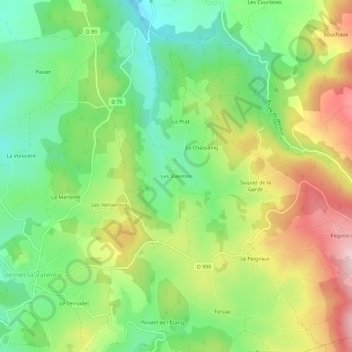 Les Vialettes地形图、海拔、地势