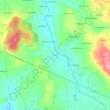 Le Tay地形图、海拔、地势