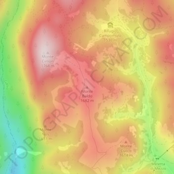 Monte Baldo地形图、海拔、地势