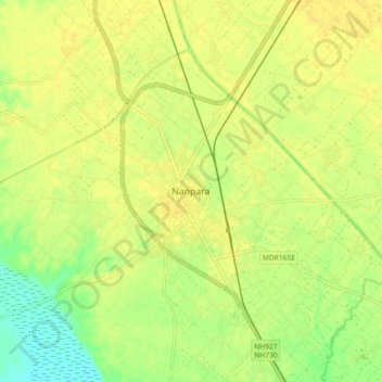 Nanpara地形图、海拔、地势