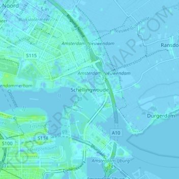 Schellingwoude地形图、海拔、地势