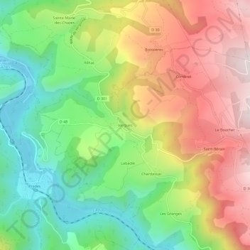 Vergues地形图、海拔、地势