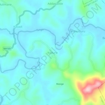 Koduru地形图、海拔、地势