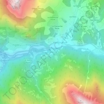 Méolans地形图、海拔、地势
