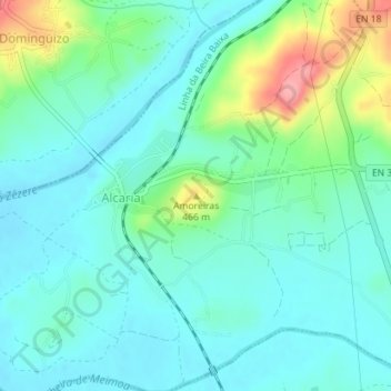 Amoreiras地形图、海拔、地势