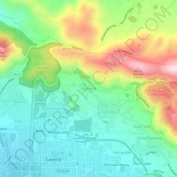 Mezzano地形图、海拔、地势