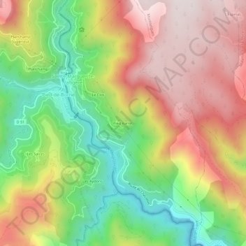 Pied Barret地形图、海拔、地势