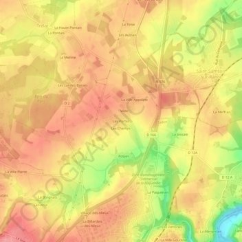 Les Portes地形图、海拔、地势