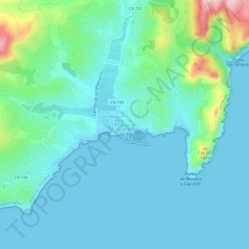 Moraira地形图、海拔、地势