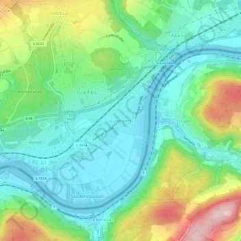 Luttingen地形图、海拔、地势