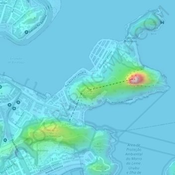 Morro da Urca地形图、海拔、地势