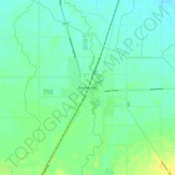 Rochester地形图、海拔、地势