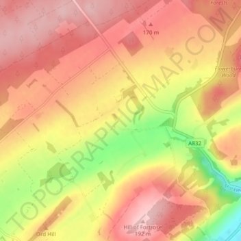 Raddery地形图、海拔、地势