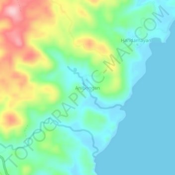 Anibongan地形图、海拔、地势