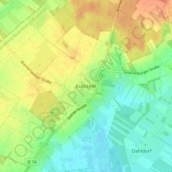 Kuhstedt地形图、海拔、地势