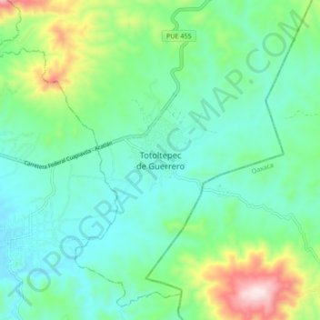 Totoltepec de Guerrero地形图、海拔、地势