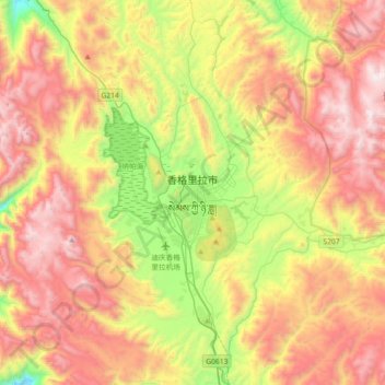 香格里拉市地形图、海拔、地势
