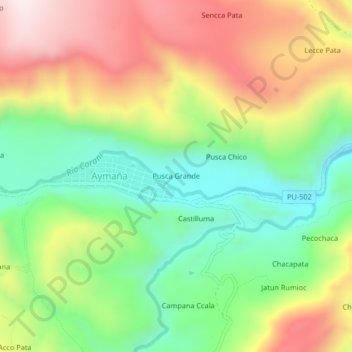 Pusca Grande地形图、海拔、地势