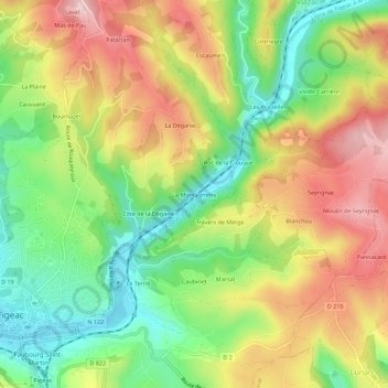 La Montagnette地形图、海拔、地势