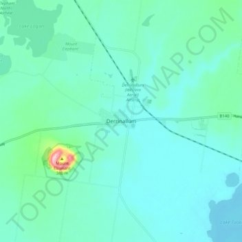 Derrinallum地形图、海拔、地势