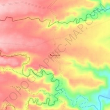 Tepetates地形图、海拔、地势
