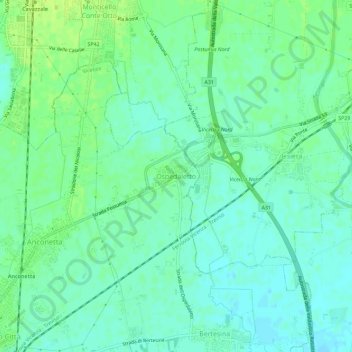 Ospedaletto地形图、海拔、地势