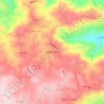 Villa Pollita地形图、海拔、地势