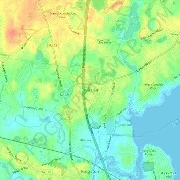 Island Creek地形图、海拔、地势